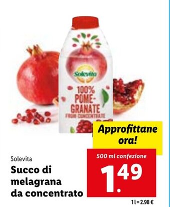 Lidl Solevita Succo di melagrana da concentrato 500 ml confezione offerta