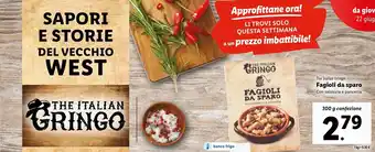 Lidl The Italian Gringo Fagioli da sparo Con salsiccia e pancetta 300 g confezione offerta