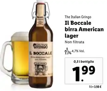Lidl The Italian Gringo Il Boccale birra American lager Non filtrata 0,5 l bottiglia offerta