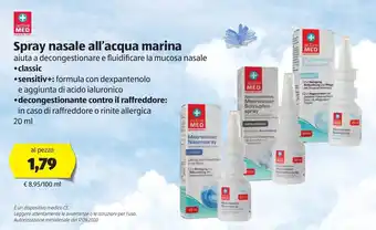 ALDI Active Med Spray nasal all'acqua marina 20ml offerta