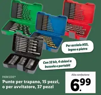 Lidl PARKSIDEⓇ Punte per trapano, 15 pezzi, o per avvitatore, 37 pezzi offerta