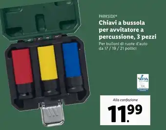 Lidl PARKSIDEⓇ Chiavi a bussola per avvitatore a percussione, 3 pezzi offerta