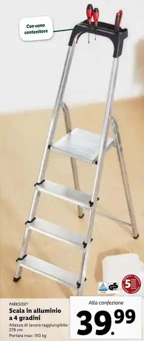 Lidl PARKSIDEⓇ Scala in alluminio a 4 gradini offerta