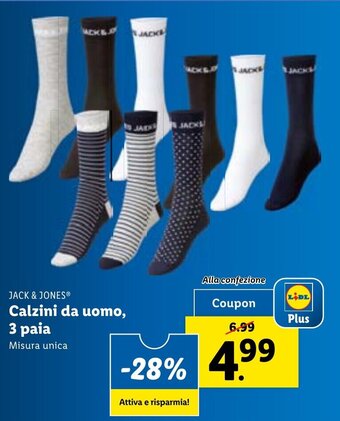 Lidl JACK & JONES® Calzini da uomo, 3 paia offerta