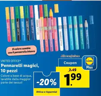 Lidl UNITED OFFICEⓇ Pennarelli magici, 10 pezzi offerta