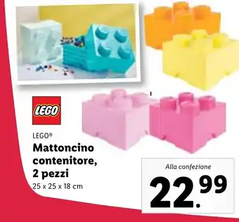 Lidl LEGO® Mattoncino contenitore, 2 pezzi 25x25x18 cm offerta