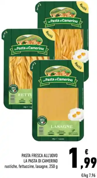 Conad PASTA FRESCA ALL'UOVO LA PASTA DI CAMERINO rustiche, fettuccine, lasagne, 250 g offerta