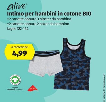 Alive Intimo per bambini in cotone BIO