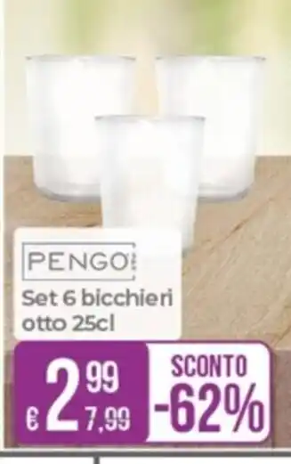 Portobello PENGO! Set 6 bicchieri otto 25cl offerta