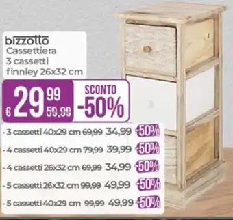 Portobello Bizzotto Cassettiera 3 cassetti finnley 26x32 cm offerta