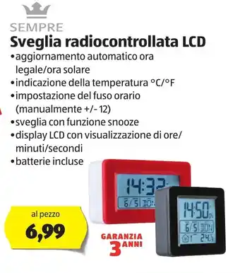 ALDI Sempre Sveglia radiocontrollata LCD offerta