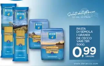 PASTA DI SEMOLA I GRANDI DE CECCO VARI TIPI 500G