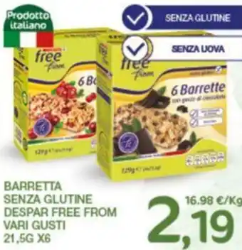 Interspar BARRETTA SENZA GLUTINE DESPAR FREE FROM VARI GUSTI 21,5G X6 offerta