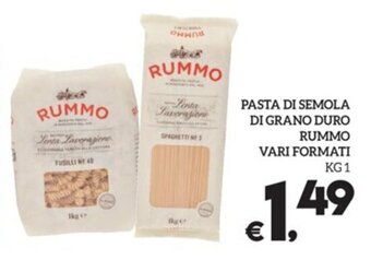 Il Centesimo PASTA DI SEMOLA DI GRANO DURO RUMMO VARI FORMATI KG 1 offerta