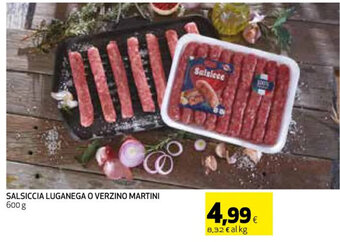 Coop SALSICCIA LUGANEGA O VERZINO MARTINI 600 g offerta