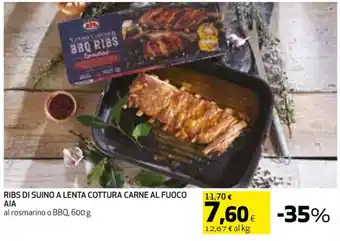 Coop RIBS DI SUINO A LENTA COTTURA CARNE AL FUOCO AIA al rosmarino o BBQ, 600 g offerta