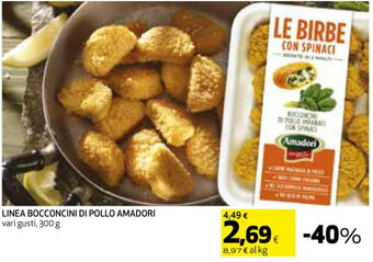 Coop LINEA BOCCONCINI DI POLLO AMADORI vari gusti, 300 g offerta