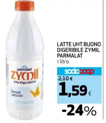 Coop LATTE UHT BUONO DIGERIBILE ZYMIL PARMALAT 1 litro offerta