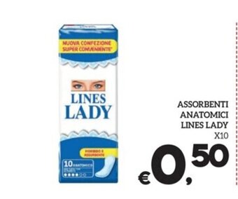 ASSORBENTI ANATOMICI LINES LADY X10
