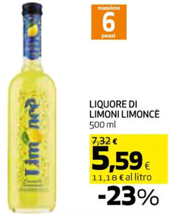 Coop LIQUORE DI LIMONI LIMONCÈ 500 ml offerta