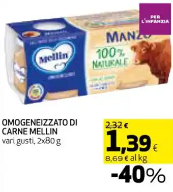 Coop OMOGENEIZZATO DI CARNE MELLIN vari gusti, 2x80 g offerta