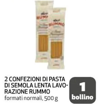 Coop 2 CONFEZIONI DI PASTA DI SEMOLA LENTA LAVORAZIONE RUMMO formati normali, 500 g offerta
