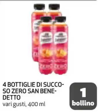 Coop 4 BOTTIGLIE DI SUCCO-SO ZERO SAN BENE-DETTO vari gusti, 400 ml offerta