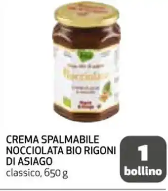 Coop CREMA SPALMABILE NOCCIOLATA BIO RIGONI DI ASIAGO bollino classico, 650 g offerta