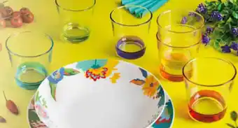 Coop CONFEZIONE 6 BICCHIERI IN VETRO CON FONDO COLORATO offerta