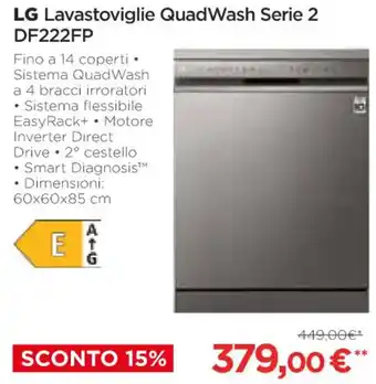 Coop LG Lavastoviglie QuadWash Serie 2 DF222FP Dimensioni: 60x60x85 cm offerta