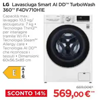 Coop LG Lavasciuga Smart AI DDTM TurboWash 360™M F4DV710H1E offerta