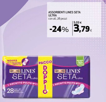 Coop ASSORBENTI LINES SETA ULTRA con ali, 28 pezzi offerta