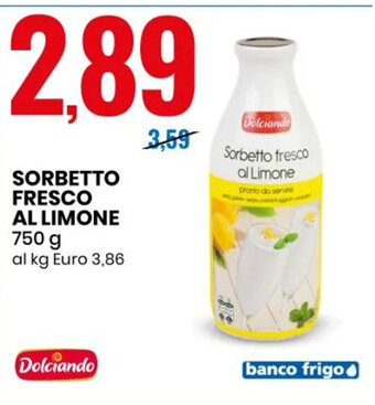 Eurospin SORBETTO FRESCO AL LIMONE 750 g offerta