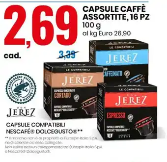 Eurospin CAPSULE CAFFÈ ASSORTITE, 16 PZ 100 g offerta