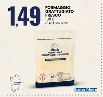 Eurospin FORMAGGIO GRATTUGIATO FRESCO 100 g al kg Euro 14,90 offerta