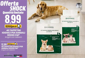 Eurospin 40 TAPPETINI IGIENICI PER ANIMALI 60X60 CM* offerta