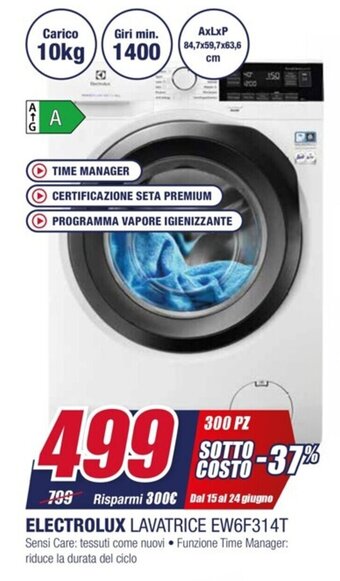 Trony ELECTROLUX LAVATRICE EW6F314T offerta