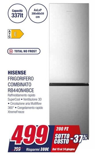 Trony HISENSE FRIGORIFERO COMBINATO RB440N4BCE offerta