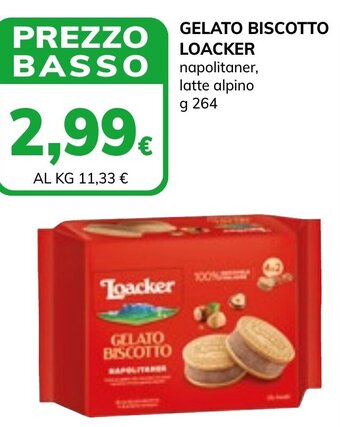 Basko GELATO BISCOTTO LOACKER napolitaner, latte alpino g 264 offerta
