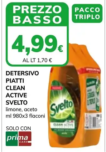 Basko DETERSIVO PIATTI CLEAN ACTIVE SVELTO limone, aceto ml 980x3 flaconi offerta