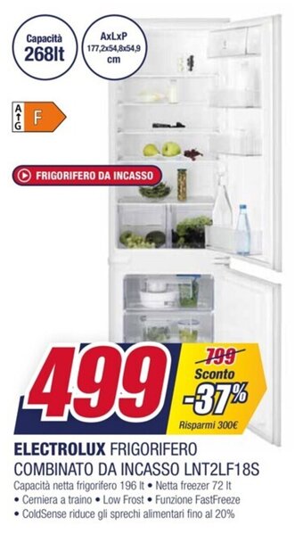 Trony ELECTROLUX FRIGORIFERO COMBINATO DA INCASSO LNT2LF18S offerta