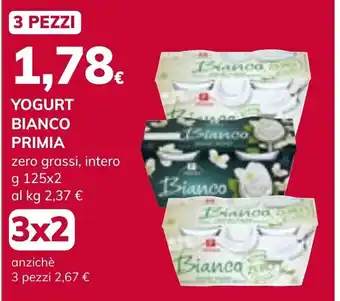 Basko YOGURT BIANCO PRIMIA zero grassi, intero g 125x2 offerta