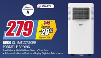Trony BEKO CLIMATIZZATORE PORTATILE BP209C offerta