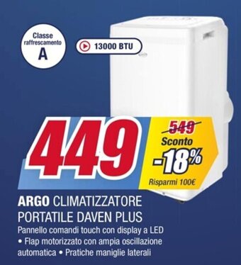 Trony ARGO CLIMATIZZATORE PORTATILE DAVEN PLUS offerta