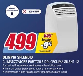 Trony OLIMPIA SPLENDID CLIMATIZZATORE PORTATILE DOLCECLIMA SILENT 12 offerta