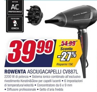 Trony ROWENTA ASCIUGACAPELLI CV887L offerta