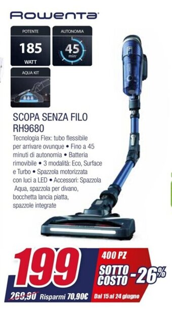Trony Rowenta SCOPA SENZA FILO RH9680 offerta