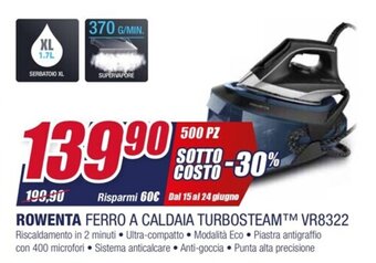 Trony ROWENTA FERRO A CALDAIA TURBOSTEAM™ VR8322 offerta