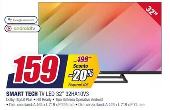 Trony SMART TECH TV LED 32" 32HA10V3 offerta