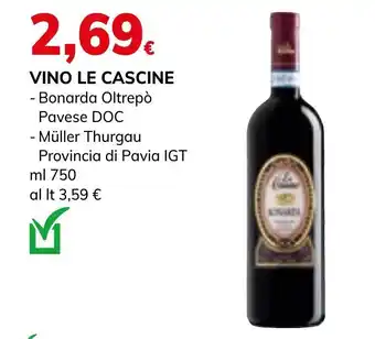 Basko VINO LE CASCINE - Bonarda Oltrepò Pavese DOC - Müller Thurgau Provincia di Pavia IGT ml 750 offerta